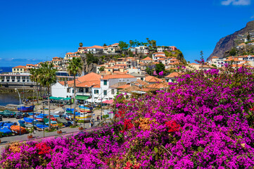 Camara de Lobos  - beautiful harbor bay and fishing village with beach - Madeira island, Portugal