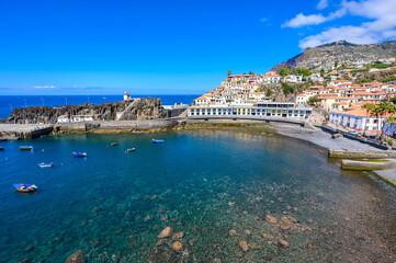 Camara de Lobos  - beautiful harbor bay and fishing village with beach - Madeira island, Portugal