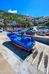 Fototapeta na wymiar Camara de Lobos - beautiful harbor bay and fishing village with beach - Madeira island, Portugal