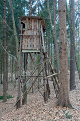 Hochsitz im Wald . Hunter's platform in the forest