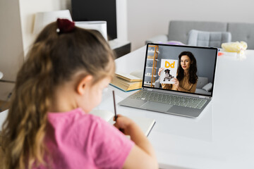 Child Video Videoconference Call On Laptop