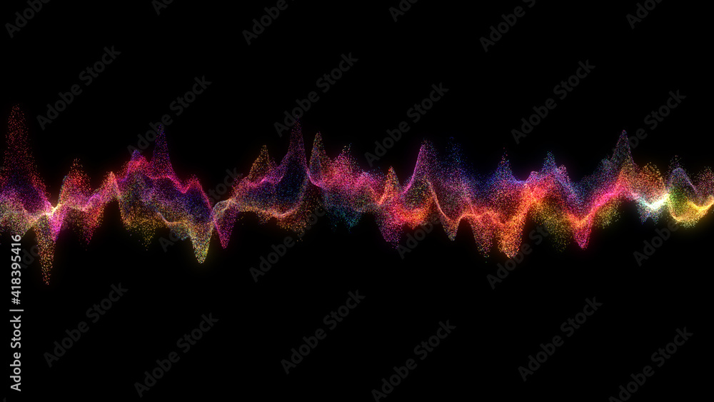 Poster abstract glowing lines background. wavy form neon line structure. futuristic orange,purple,red color