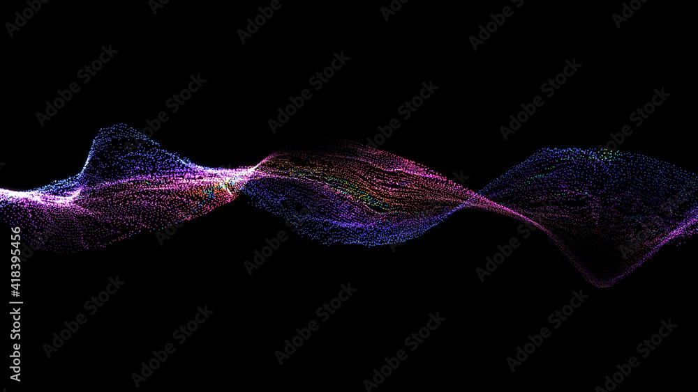 Poster abstract glowing lines background. wavy form neon line structure. futuristic blue,purple,red colors.