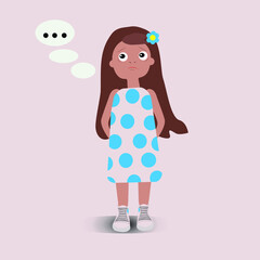 Vector isolated illustration of sad girl, emotions, childgood, psycologhy, deception, regret