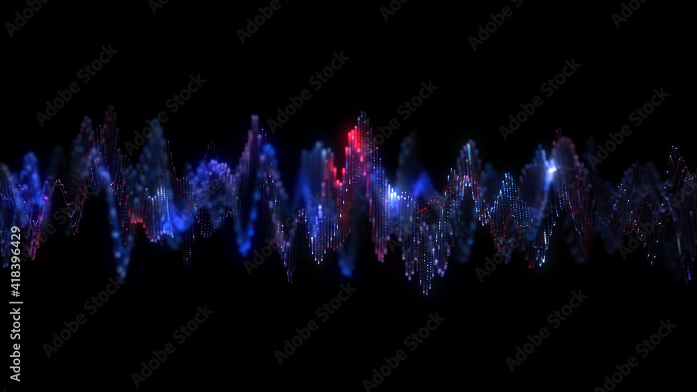 Aufkleber abstract glowing lines background. wavy form neon line structure. futuristic blue,red colors. techno
