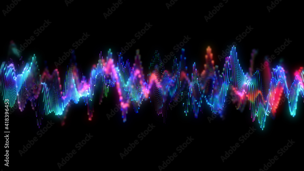 Poster abstract glowing lines background. wavy form neon line structure. futuristic blue,red colors. techno