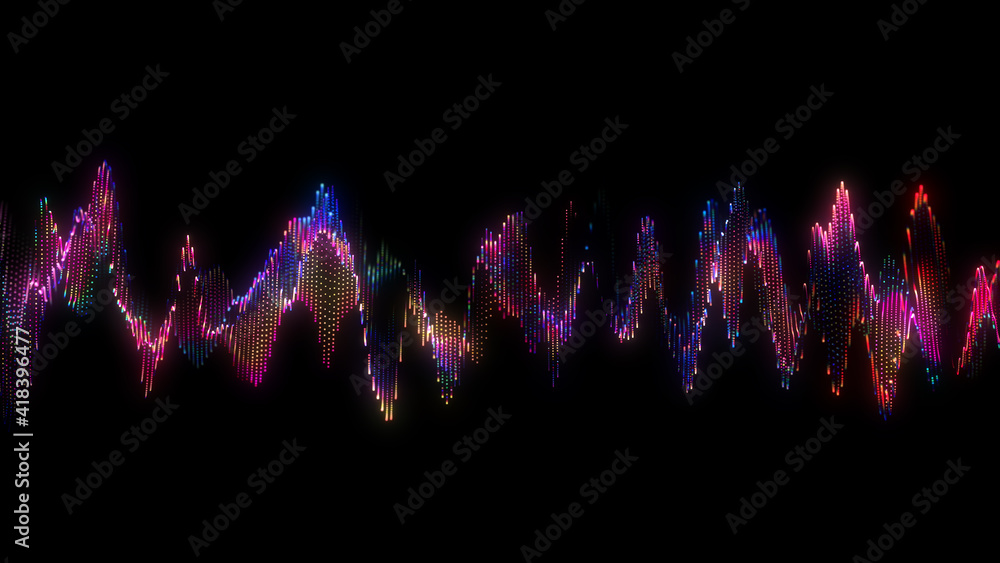 Poster abstract glowing lines background. wavy form neon line structure. futuristic blue,purple,red colors.