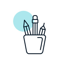 Pencil stand outline icon. Workspace sign