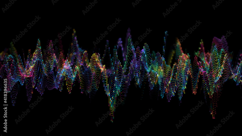 Poster abstract glowing lines background. wavy form neon line structure. futuristic colorful. technology co