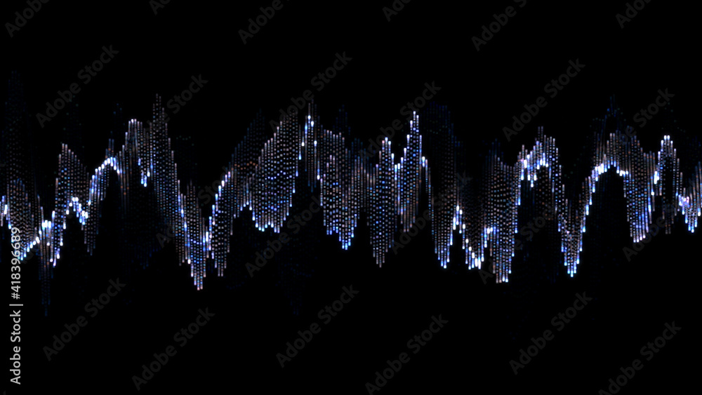 Poster abstract glowing lines background. wavy form neon line structure. futuristic blue color. technology 