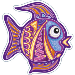 Stylized Ornamental decorative fish in Doodle style
