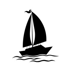 Sailboat, yacht, boat, sailing yacht icon. Vector silhouette sailing yachts.