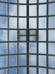 sky in glass windows indoor bottom view