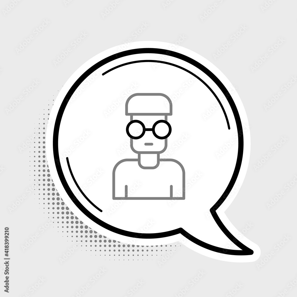 Poster line nerd geek icon isolated on grey background. colorful outline concept. vector.