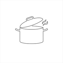 Cooking pot or stockpot stock pot flat vector line icon cooking