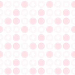 Illustration of a seamless pattern from lines and circles. Laconic, simple, geometric style. Pink objects on a white background.