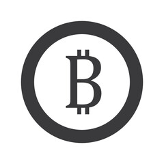 Bitcoin symbol icon, black and white design. Crypto payment. Vector illustration