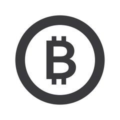 Bitcoin symbol icon, black and white design. Crypto payment. Vector illustration