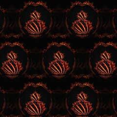 red-hot lava flow shape and designs based on a Mandelbrot fractal pattern on a black background