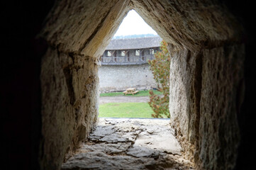 View from the loophole to the courtyard of the fortress