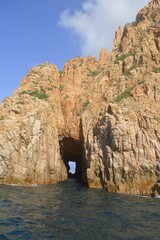 Fototapeta na wymiar Corsican cliff view from the ocean