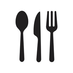 Spoon, knife, fork icon set, Dining silverware Silhouette, cutlery, Vector illustration