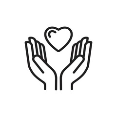hands holding heart icon, hand with love Vector illustration