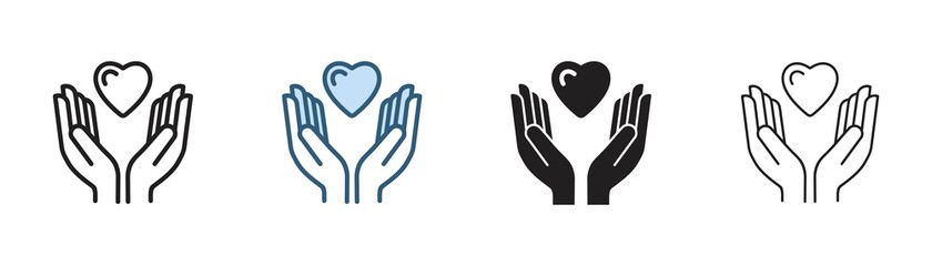 hands holding heart icon, hand with love Vector illustration