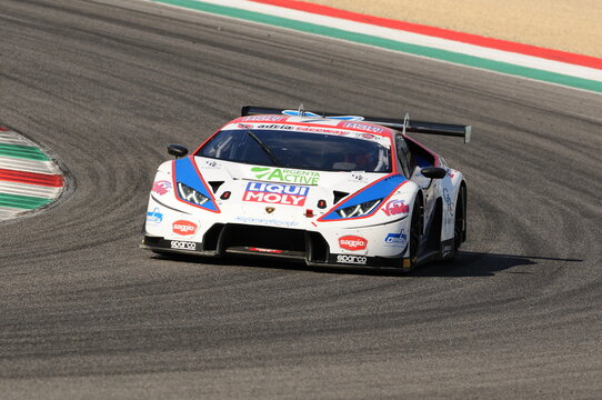 Mugello Italy 6 October, 2017: Lamborghini Huracan of OMBRA Srl Team driven by CASSARA' Marco - GENTILI Roberto during the final round of C.I. Gran Turismo Super GT3-GT3 in Mugello Circuit.