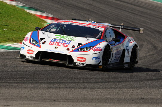 Mugello Italy 6 October, 2017: Lamborghini Huracan of OMBRA Srl Team driven by CASSARA' Marco - GENTILI Roberto during the final round of C.I. Gran Turismo Super GT3-GT3 in Mugello Circuit.