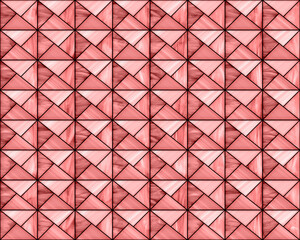 Illustration of geometric pattern and stained glass style in red and pink colors, background and texture