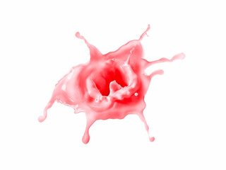Splash of pink yogurt on white background