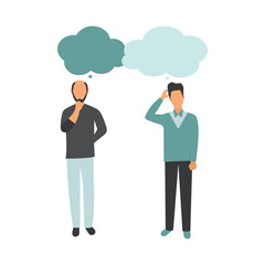 Vector illustration, flat style, people talk. People with thoughts on a white background.