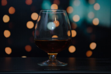 Gala dinner with a glass of red wine, laid table, side view, horizontal