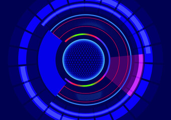 Abstract Hi-tech circle technological design, Circle blue abstract technology innovation with multicolor and light effect modern futuristic background