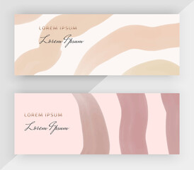 Freehand social media banners with pink and nude abstract geometric design
