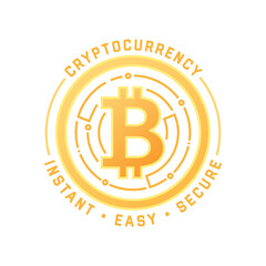 Cryptocurrency Label, Cryptocurrency Digital Currency, Instant Cash, Digital Wallet, New Digital Currency, Online Transaction Vector Illustration Background