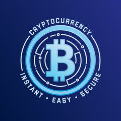 Cryptocurrency Label, Cryptocurrency Digital Currency, Instant Cash, Digital Wallet, New Digital Currency, Online Transaction Vector Illustration Background