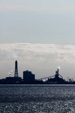 Scenery of the seaside industrial area in Kimitsu City, Chiba Prefecture, Japan