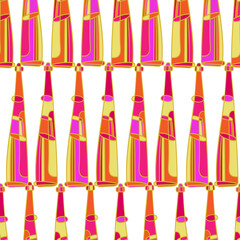 Isolated vector colorful illustration design set of lined beverage bottles in bright yellow and pink