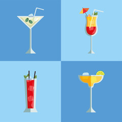 four cocktails drinks