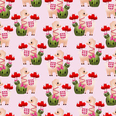 Cute llama seamless pattern design, perfect to use on the web or in print