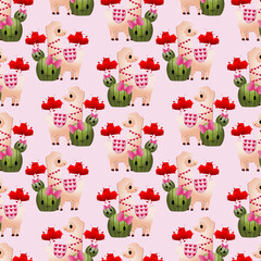 Cute llama seamless pattern design, perfect to use on the web or in print