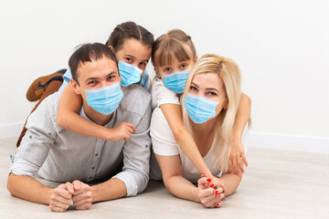 Modern family at preventive quarantine due to global pandemia