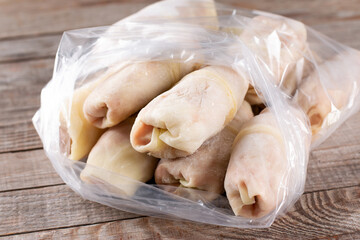 Prepack frozen stuffed cabbage roll package blowing (bagginess) ready to cooking