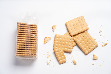 Broken Biscuits on the white background