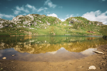 panoramic view of Lake Monzabon in Austria