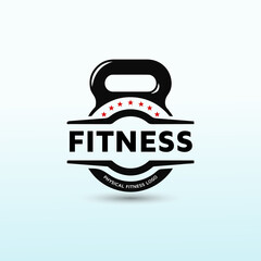 Dynamic logo for Personal Training with dumbbell icon. Virtual CrossFit and fitness vector official logo template.