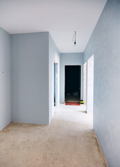 a new apartment repair finishing works in progress, plastering, painting and flooring constraction