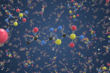 Molecule of Acetazolamide. Molecular model, science related 3d rendering